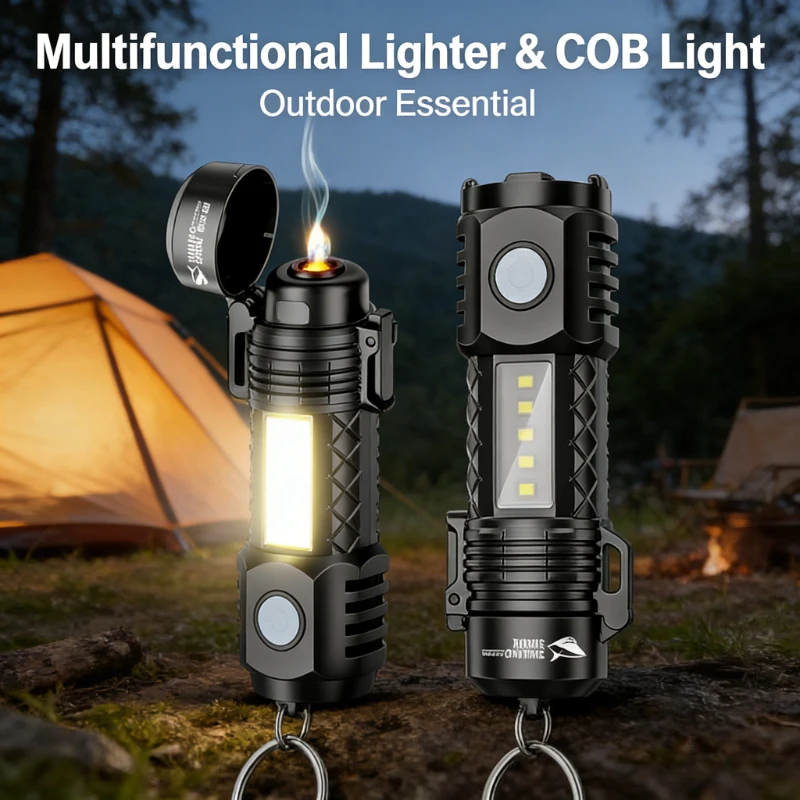 

Multifunctional Rechargeable Lighter with LED Flashlight Windproof Ignition Portable Outdoor Camping Emergency Tool