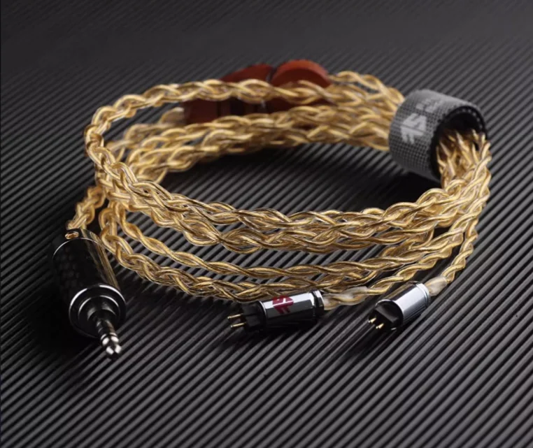 FiftyStrings الذهب القرش أحادي البلورية الفضة OCC الفضة الاسترليني مطلية بالذهب سماعة ترقية كابل 0.78 مللي متر MMCX خط