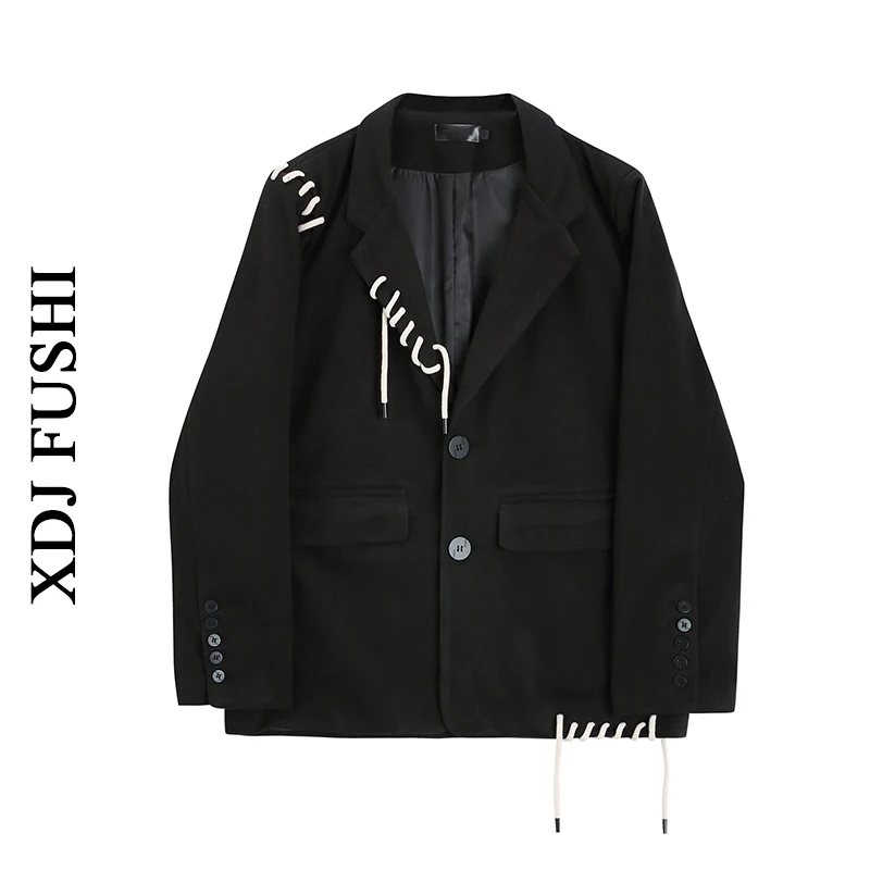 

2025 Autumn Black Blazer Coat Women Korean Casual Loose Oversized Single-breasted Turndown Collar Long Sleeve Suit Jacket Female