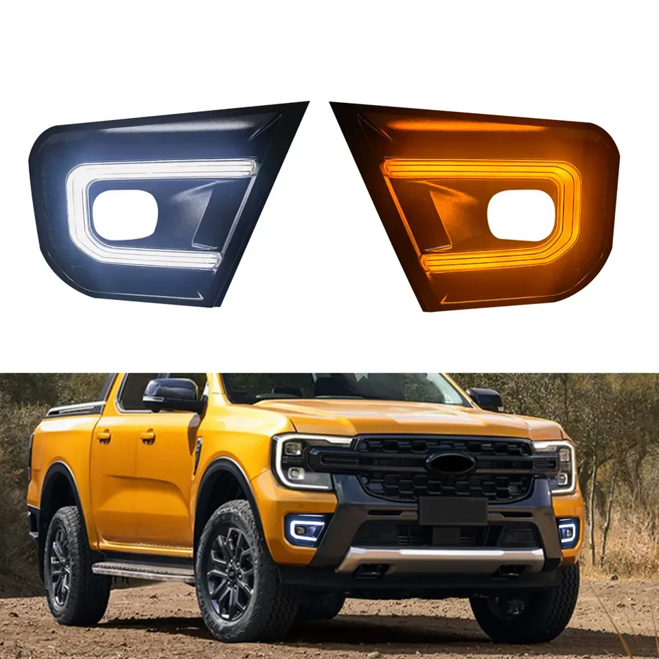 

OVOVS 12v Car Drl Driving Fog Lights With Flow Turning Lamp Daytime Running Light For Ford Ranger 2022 2023
