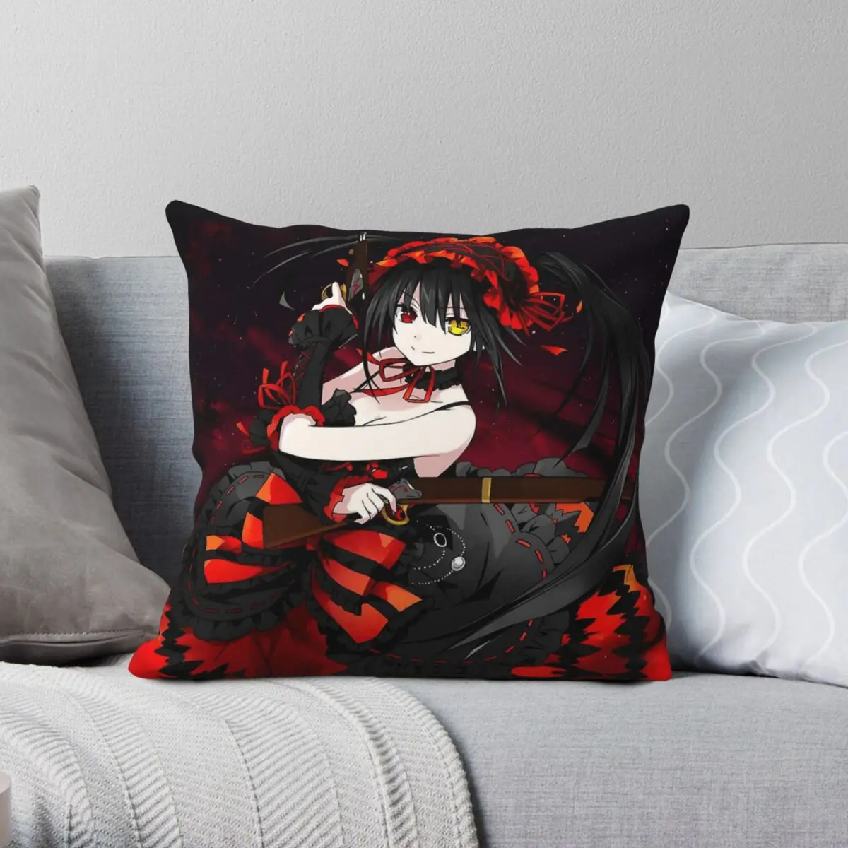 Date A Live Kurumi Tokisaki Pillowcase Polyester Linen Velvet Creative Zip Decorative Pillow Case Car Cushion Cover