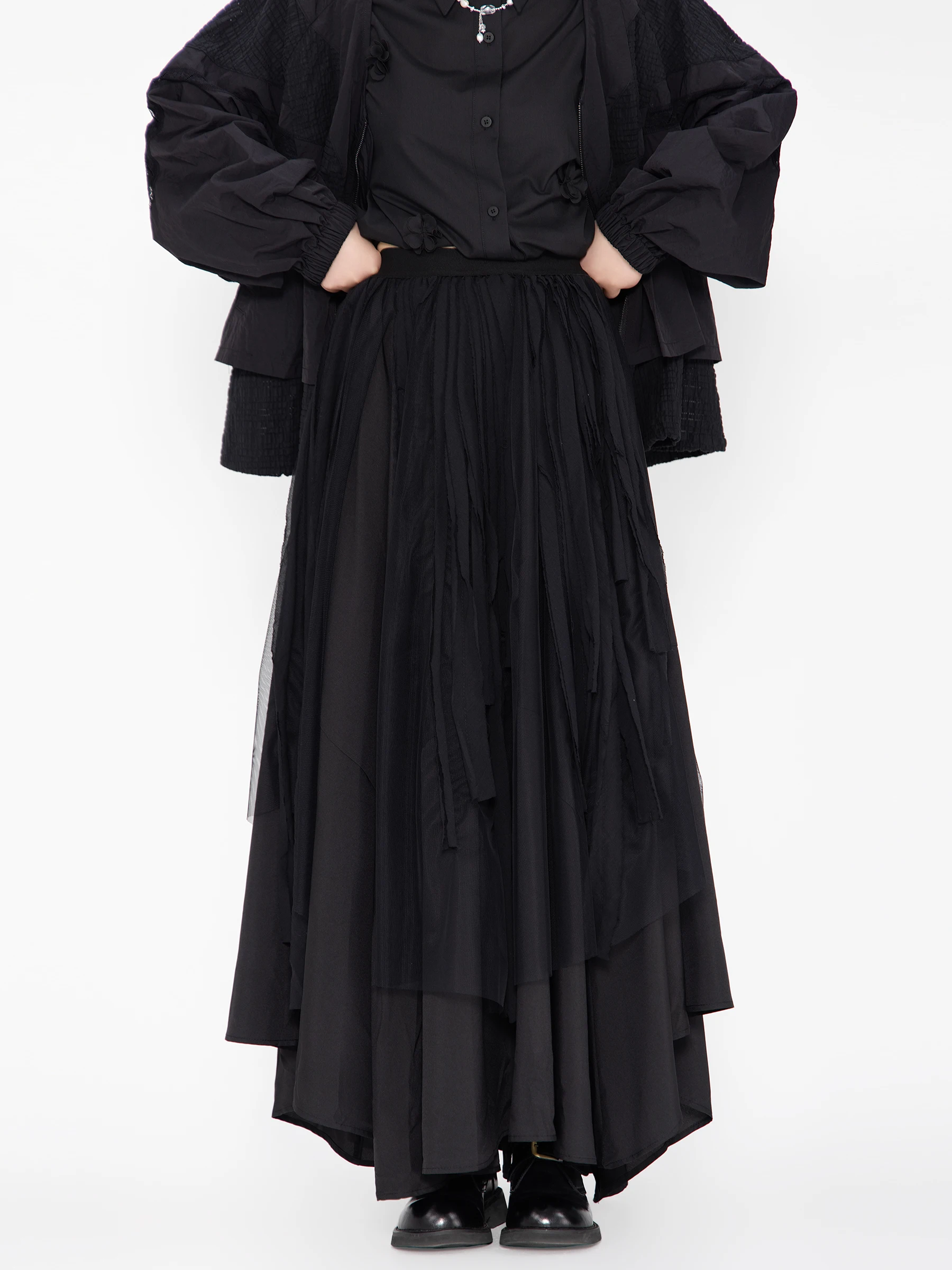 

Асимметричная юбка с оборками Bla, женская, весна-лето, с высокой талией, плиссированная, для вечерних выходов, в стиле Bookru Evening Wind