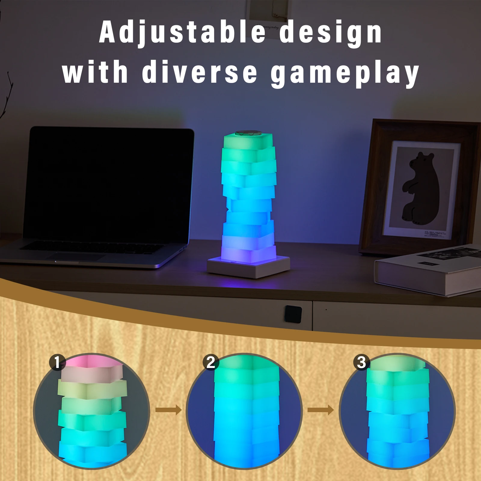 مصباح مكتبي متعدد الخطوات RGB 16 ديكور إضاءة LED يعمل باللمس لغرفة المعيشة