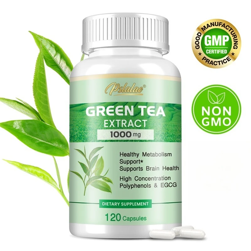 

Green Tea Extract - Rich in Antioxidants, Provides Natural Energy, Promotes Brain and Heart Health, Non-GMO, Gluten-free