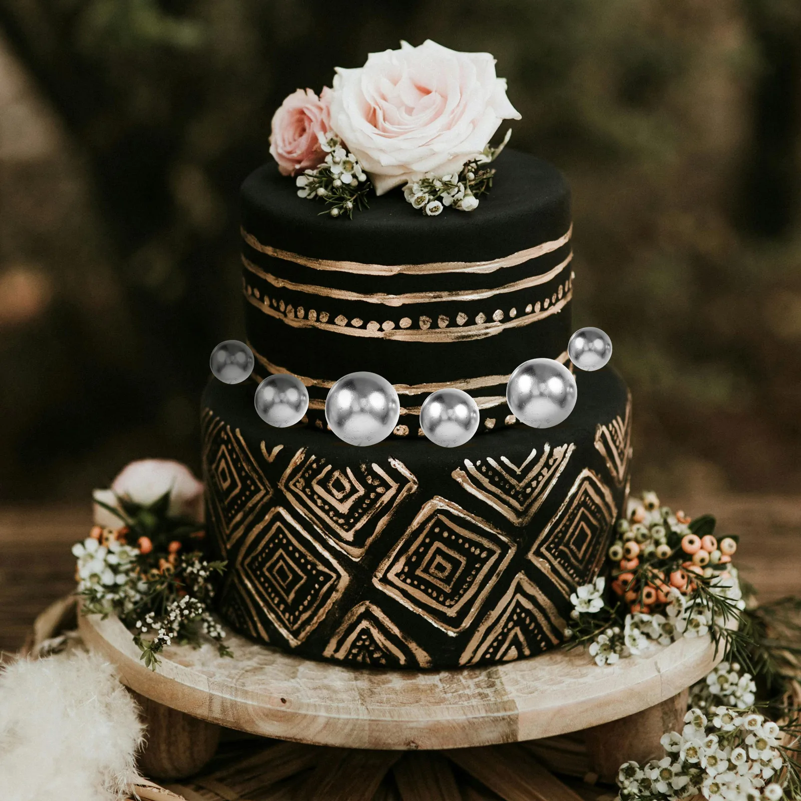 

108Pcs Silver Mini Balls Cake Topper Inserts Birthday Cake Decorations Party Cupcake Picks Mini Cupcake Decorations