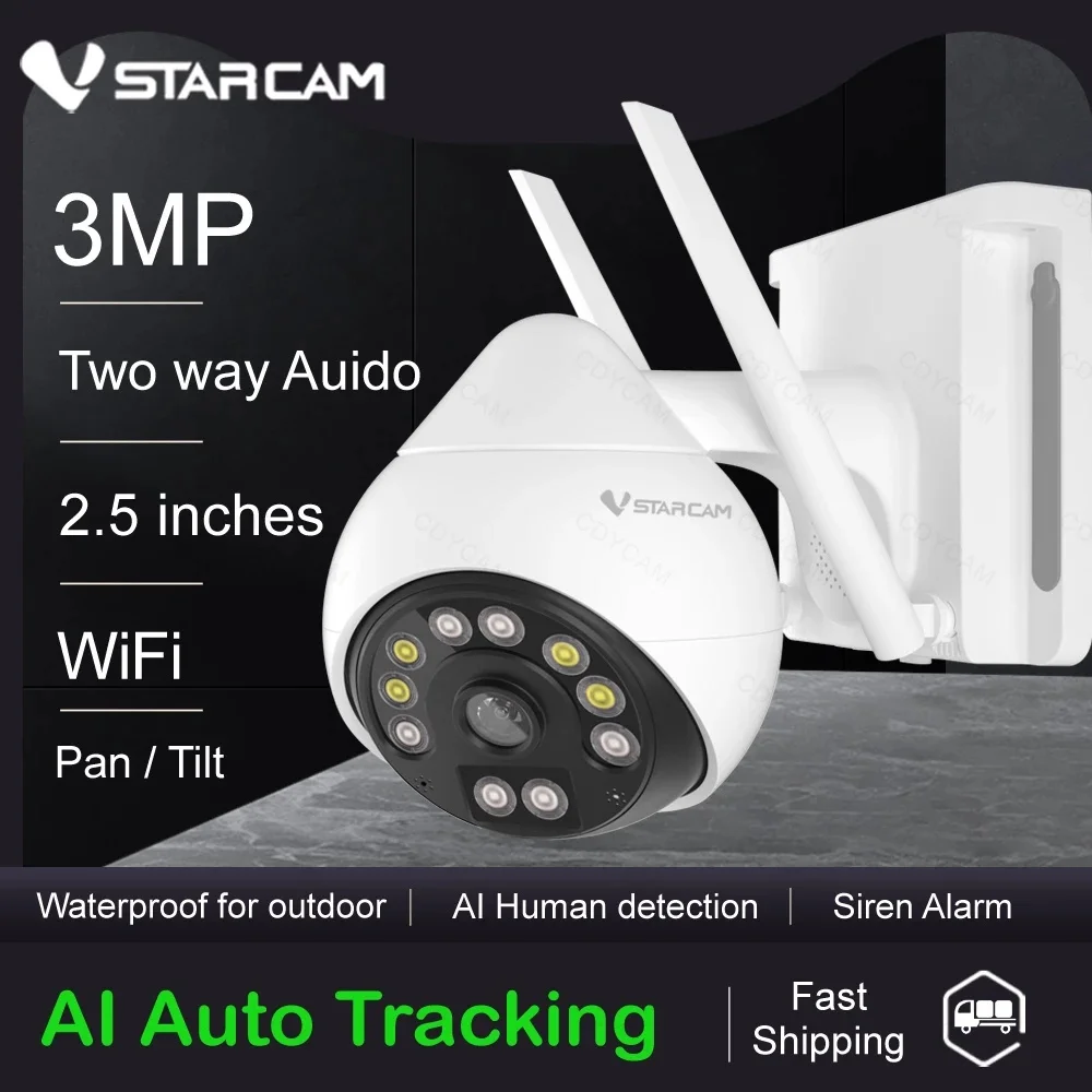Vstarcam 3MP Wifi PT Camera Human Detection 5X Digital Zoom Night Vision Wireless Security IP Camera Outdoor IP66 Weatherproof