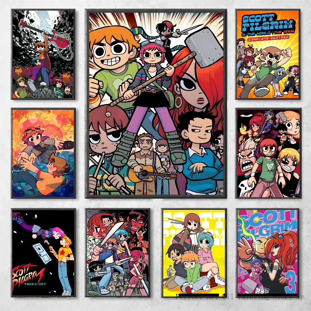 Póster de Scott Peregrino, pegatinas artísticas para pared, decoración para sala de juegos, regalos, pintura HD Kawaii, coches de gato, 1 ud.