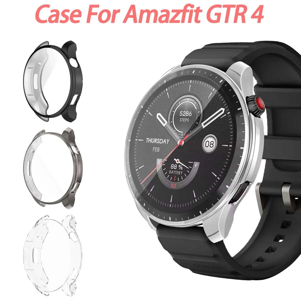 Capa de silicone macia para amazfit gtr 4, protetor de tela para relógio inteligente, capa protetora para huami amazfit gtr 4 gtr4