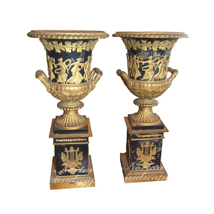 Modern Outdoor Garden Decorative Metal Brass Vase Home Flooring Using Large Carved Flower Pots For Sale