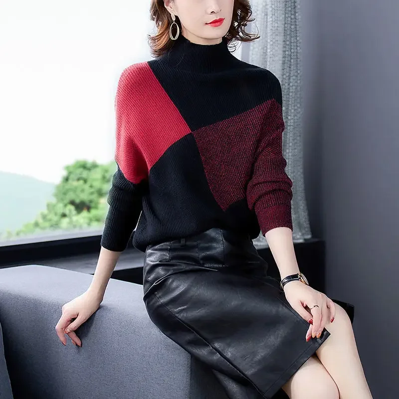 2020 autumn new loose slim long sleeve bottoming shirt color fashion turtleneck pullover sweater women