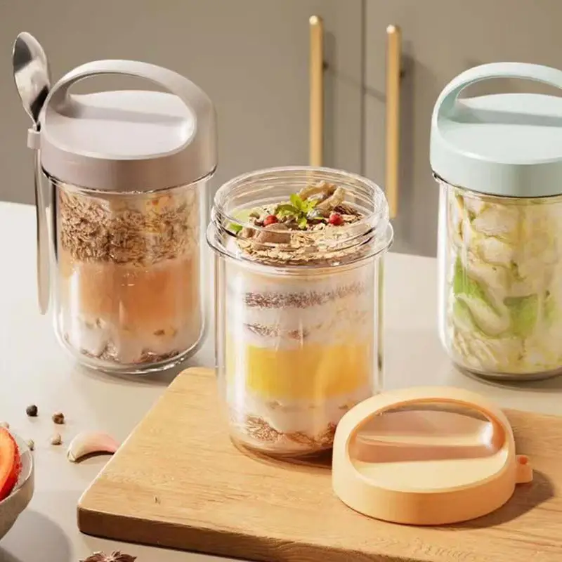 Overnight Oats Container High Temperature Resistant Yogurt Container Reusable Cereal Containers Oats Jars For Salads Shakes