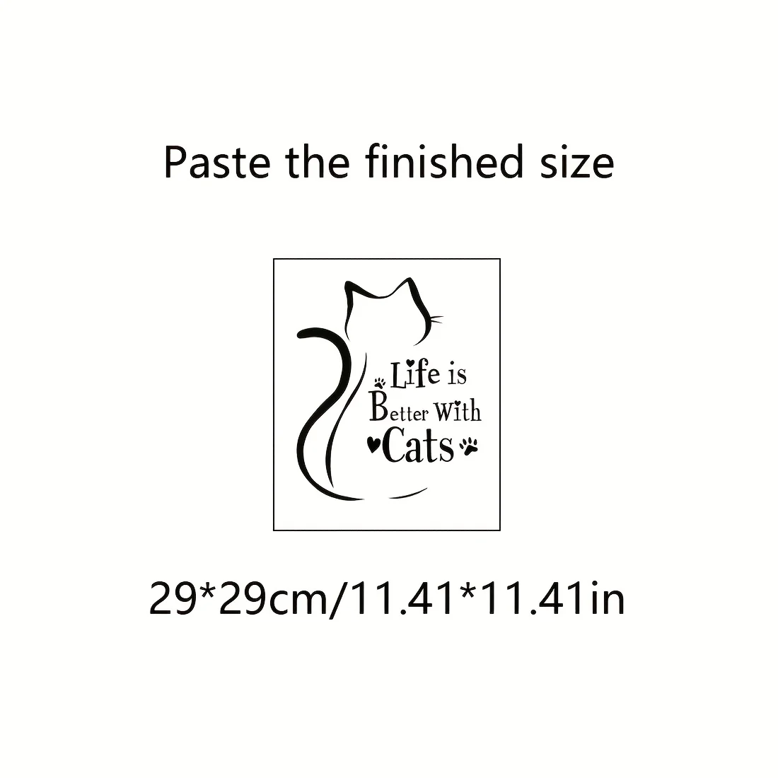 1 Cat Silhouette Wall Sticker - "Life Is Better with Cats" Quote, Glossy Surface with Paw Print Design, Fun Decoration for Cat Lovers view 3