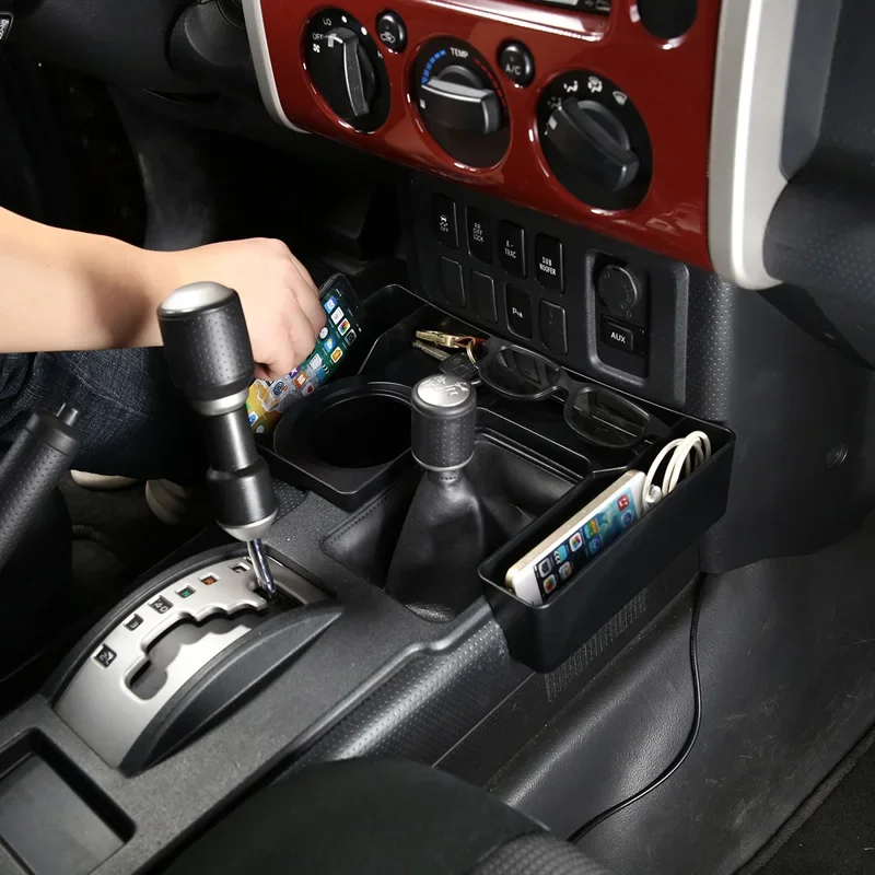 

For Toyota FJ Cruiser 2007-2021 Black Interior Car Center Console Shift Side Storage Box Mobile Phone Box LHD Car Accessories