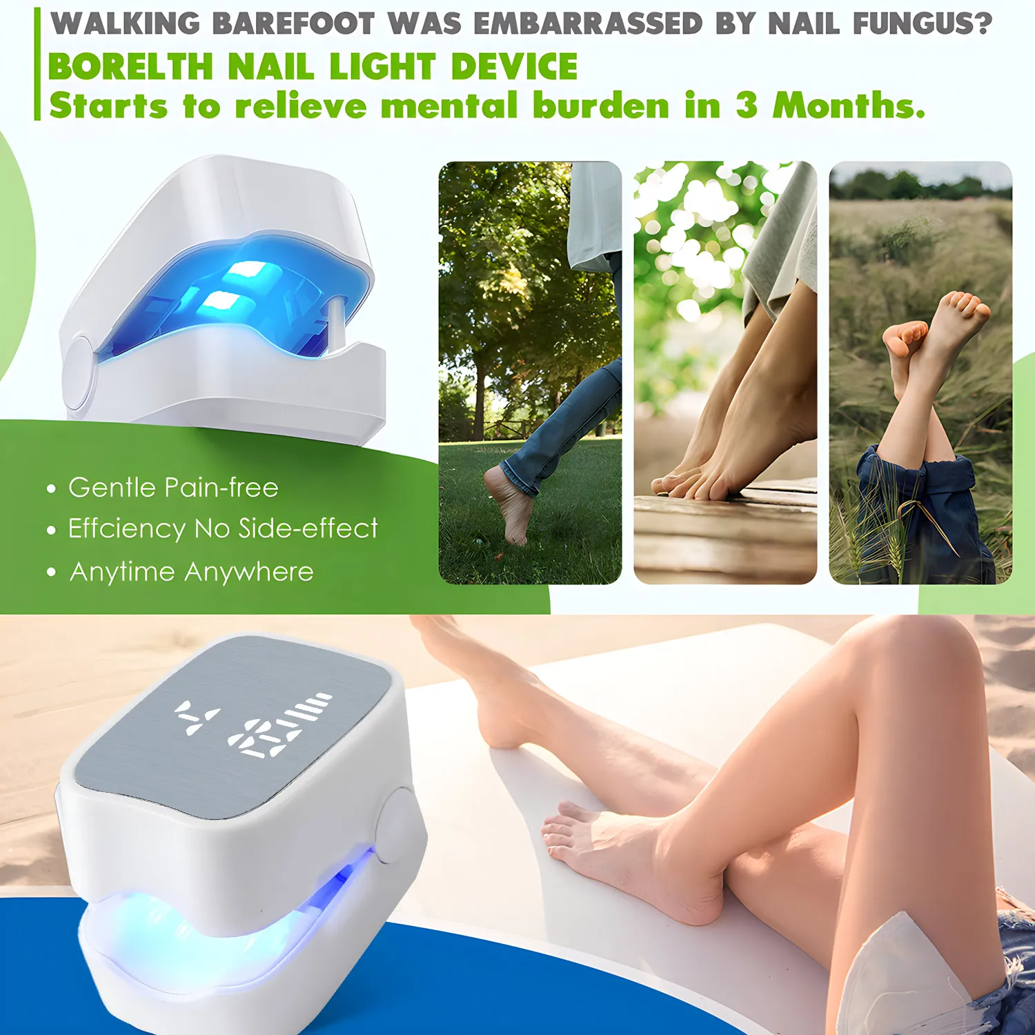 Nail Fungus Laser Assist Tool UV Professional Nail Fungus Cleaning Laser Device Nail Phototherapy Lamp Rechargeable