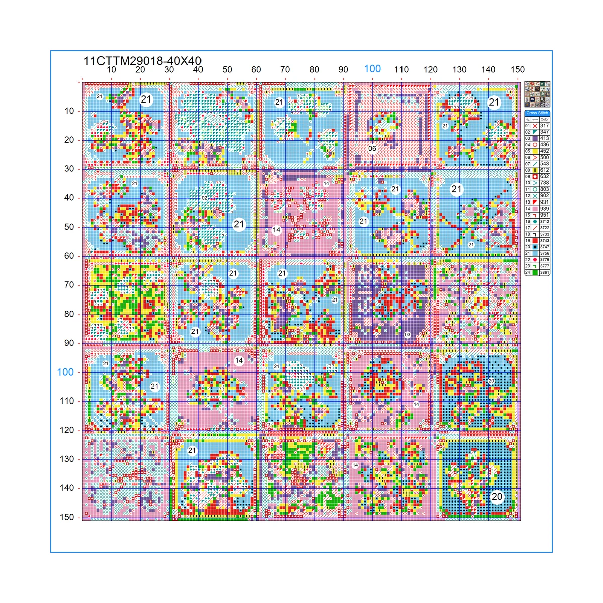 1 Stück 40x40 cm/15,74 Zoll, 11Ct/14Ct Kreuzstich-Set, DIY Valentinstagsgeschenk, Stickerei-Set für Festivals, Tiermotiv – Detail 2