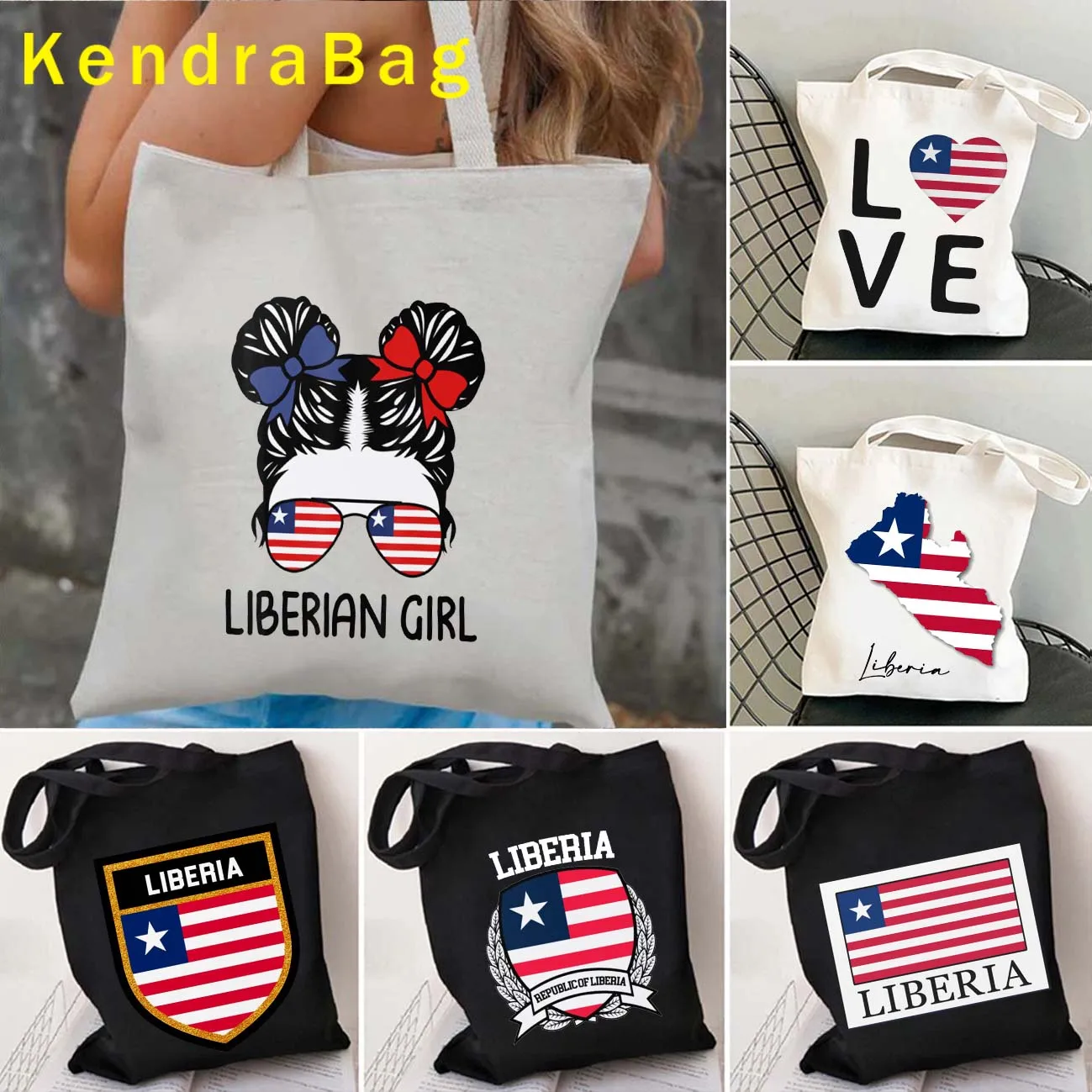 

Liberia Country Map Flag Saying Costa Rica Vintage Travel Liberian Girl Patriotic Gifts Women Canvas Shoulder Totes Bag Handbags
