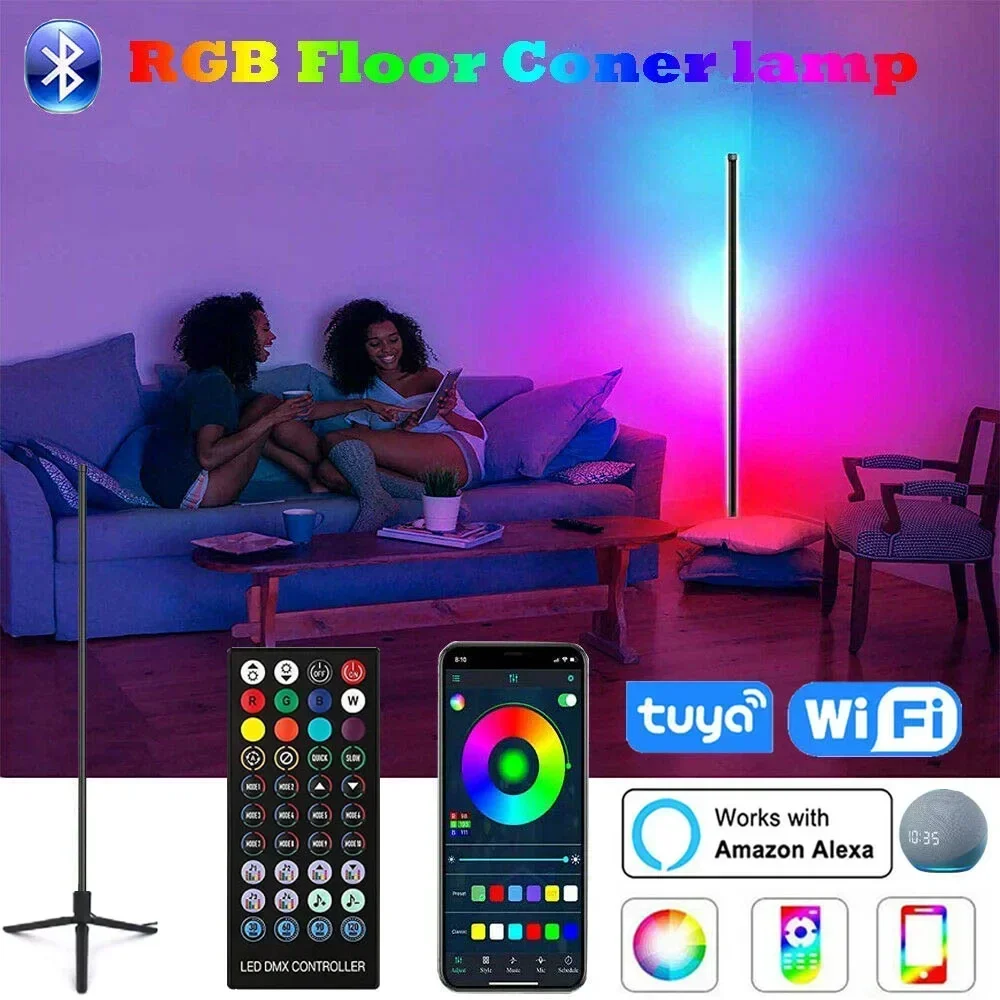 Nordic Floor Lamp for Bedroom Living Room Bluetooth Wifi Rgb Led Lights with Remote Modern Home Decor Bedside Tuya Standing Lamp