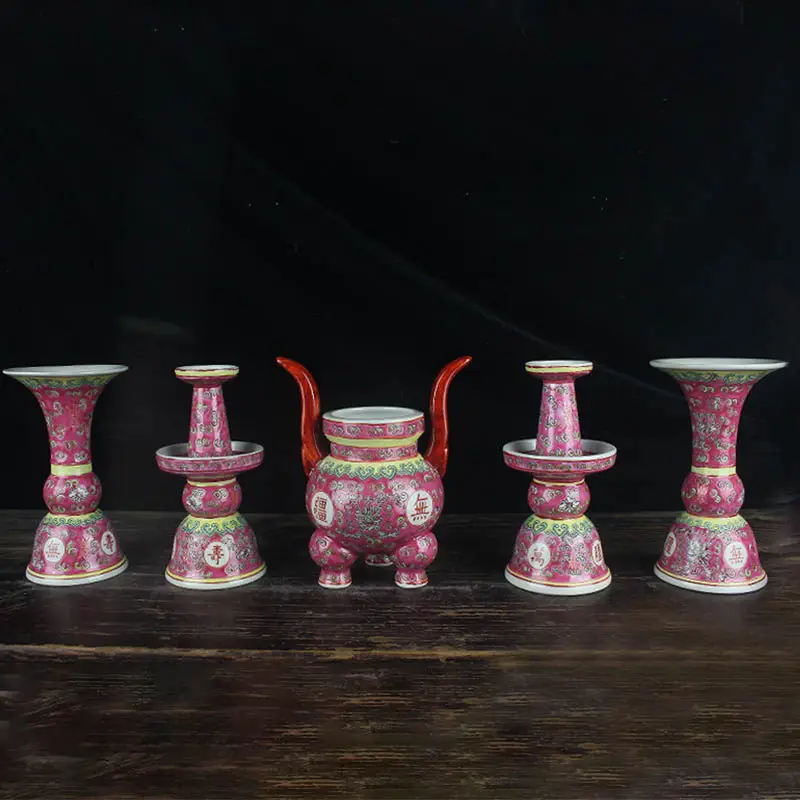 Ceramic offerings for Buddhist temples and ancestral halls hand-painted vases, candlesticks, incense burner ornaments