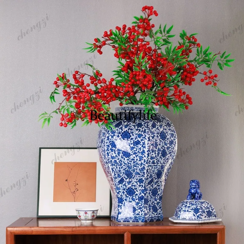 A95 Jingdezhen large floor ornament hand-painted ceramic storage jar  vase ornament