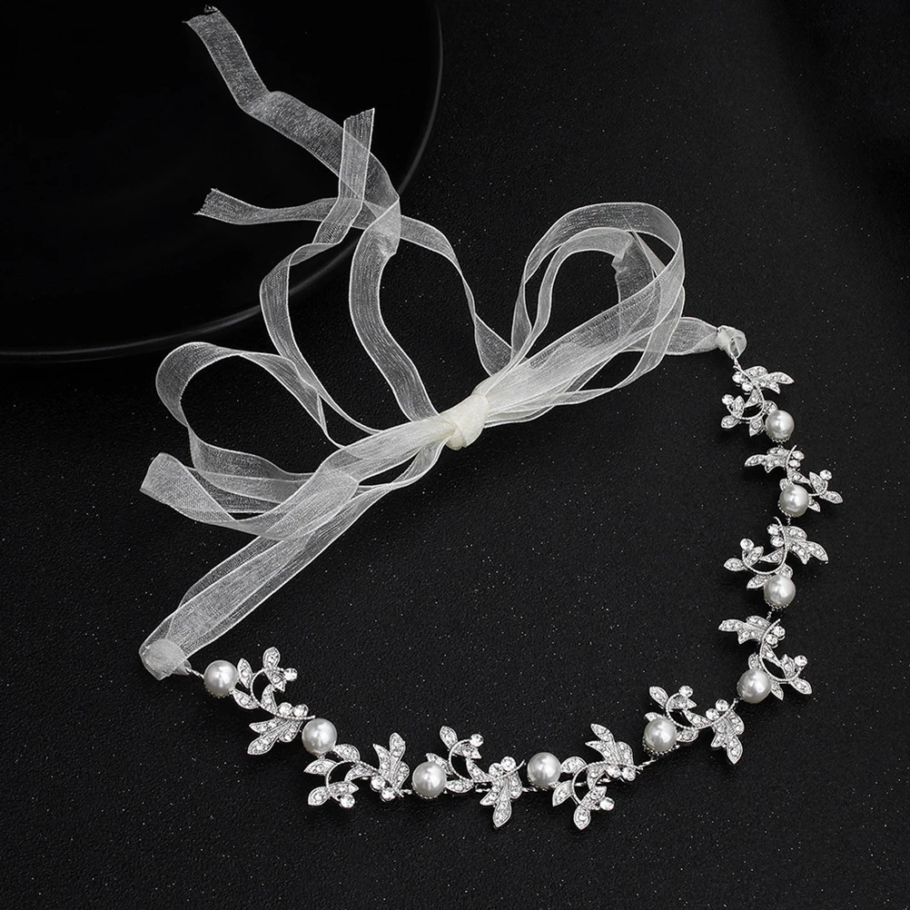 

Pearl Headb Rhinestone Hair Decor Wedding Accessory Crystal Headdress Bridal Headwear Pearl Wreath Shiny Hairstyle nament Photo