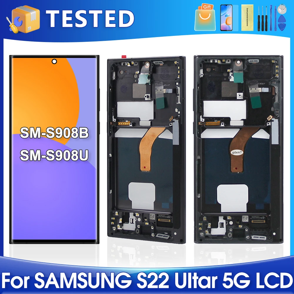 

6.8''S22 Ultra For Samsung For S908 S908B S908U S908W S908E LCD Display Touch Screen Digitizer Assembly Replacement