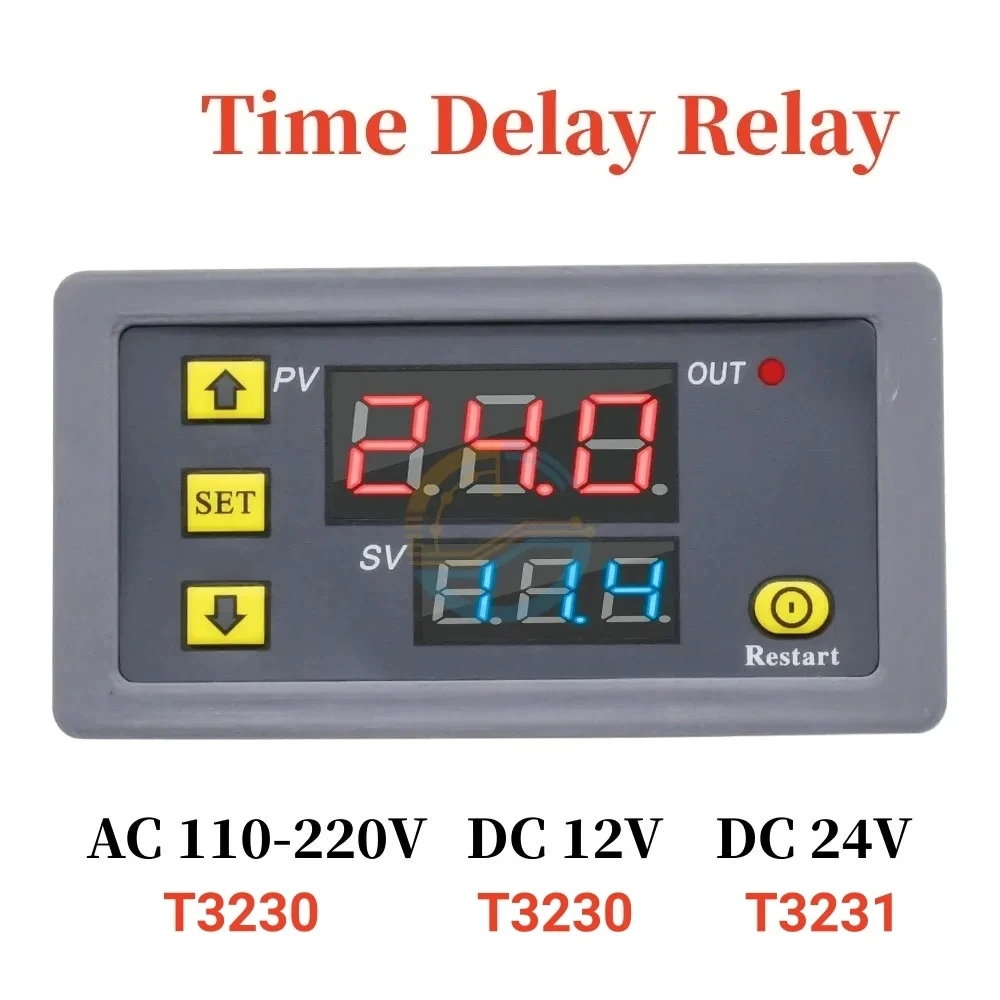 AC 110V-220V DC 12V Digital Time Delay Relay LED Display Cycle Timer Control Switch Adjustable Timing Relay Time Delay Switch