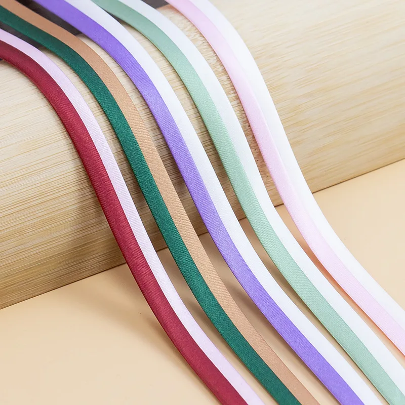 10 M * 1 CM Simple Style Two-color Satin Fabric Edging Strip for Clothing Accessories Soft Rolled Strip Clothing Edging Ribbon