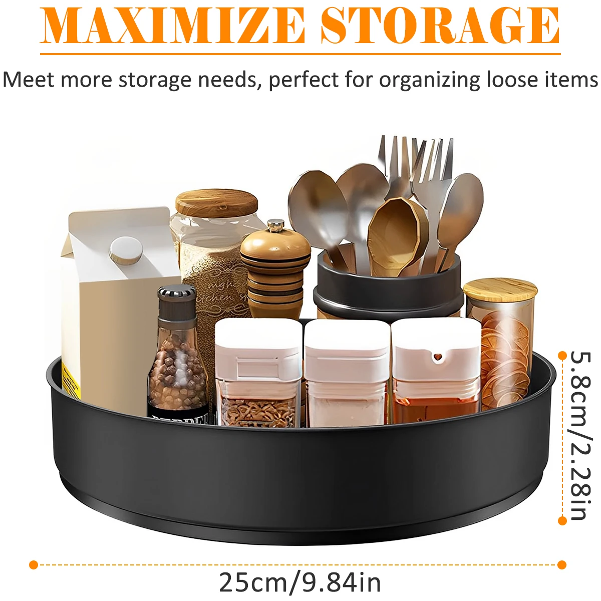 Stainless Steel Layer Turntable Organizer Multifunction Kitchen Storage Decorative Trays Rotating Spice Rack Kitchen Accessories