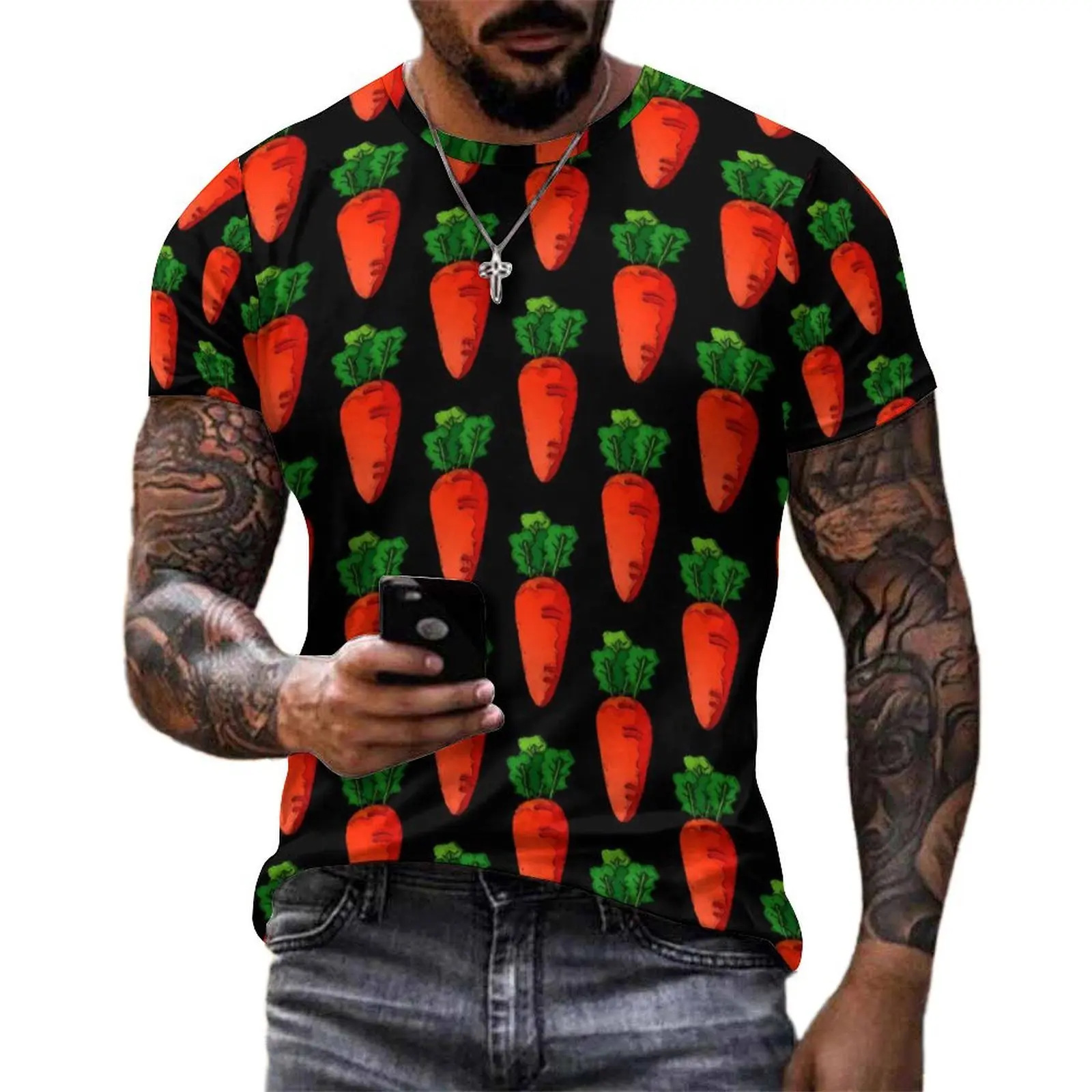 Original T Shirt Red Radishes T-Shirts Carrots Classic Harajuku Tee Shirt For Men Short-Sleeved Graphic Oversized Tops