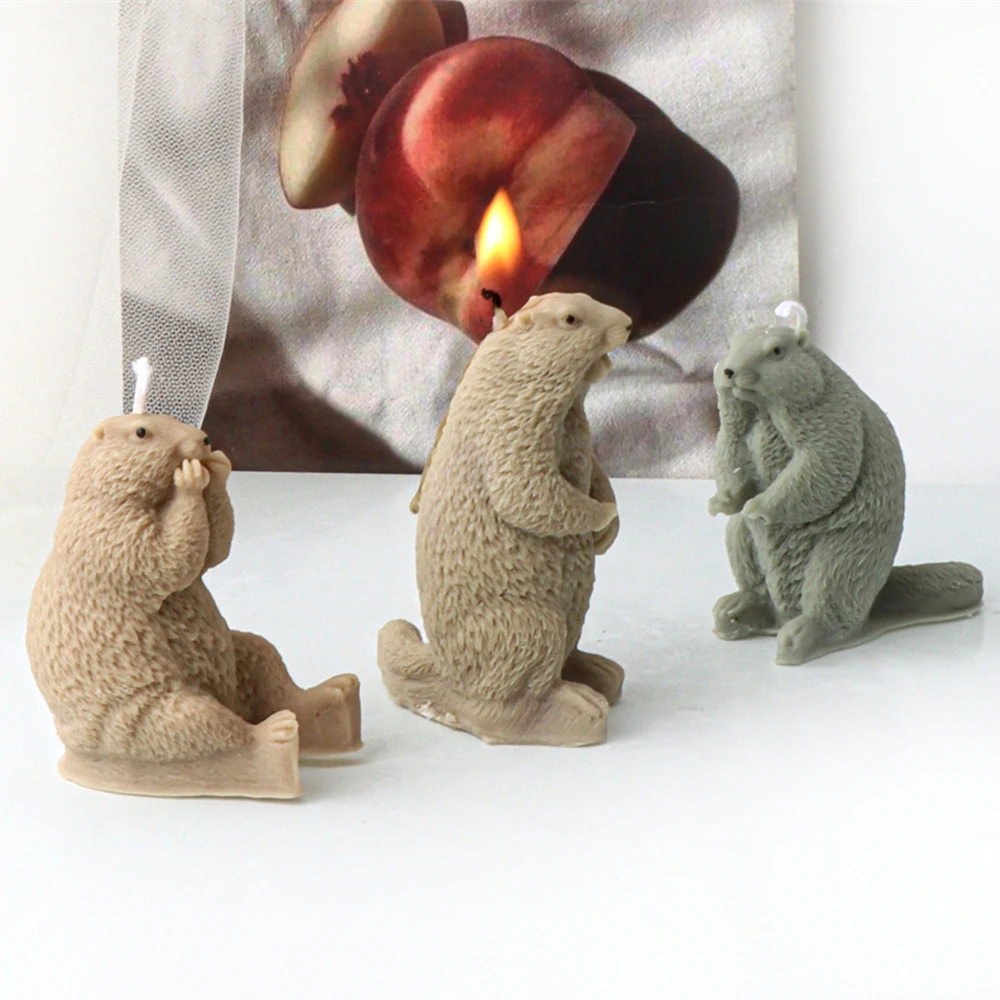 

3D Animals Groundhogs Hedgehogs Candle Silicone Mold DIY Handmade Cute Animals Aromatherapy Candle Gypsum Resin Making Mould