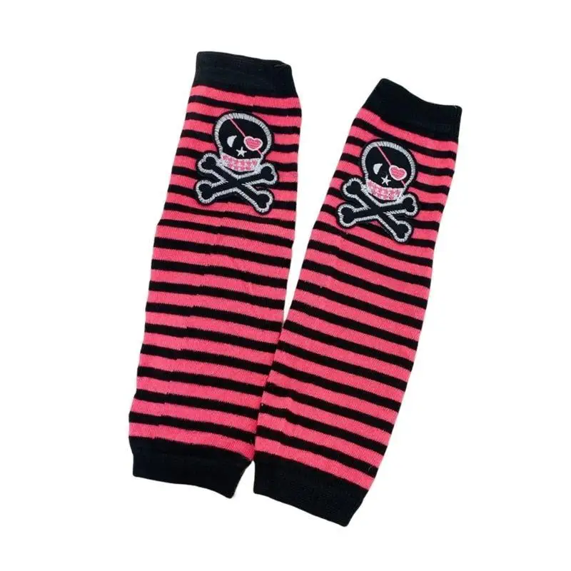 652f-アームスリーブ親指穴付きストライプアームウォーマー-y2k-アームカバー-y2k-アームスリーブパンクアームスリーブ原宿スカルアームウォーマー