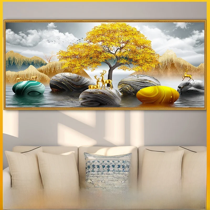 

New Chinese Style Money Tree Sticker Self Adhesive 3D Wall Decal for Sofa Background Bedroom Headboard Decoration