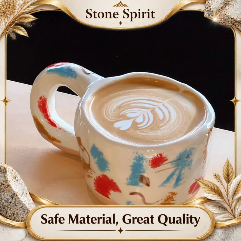 AhunderJiaz Artificial Coloring Hand Kneaded Feeling Ceramic Mug Coffee Mugs Living Room Dining Room Mug Kitchen Drinkware Set