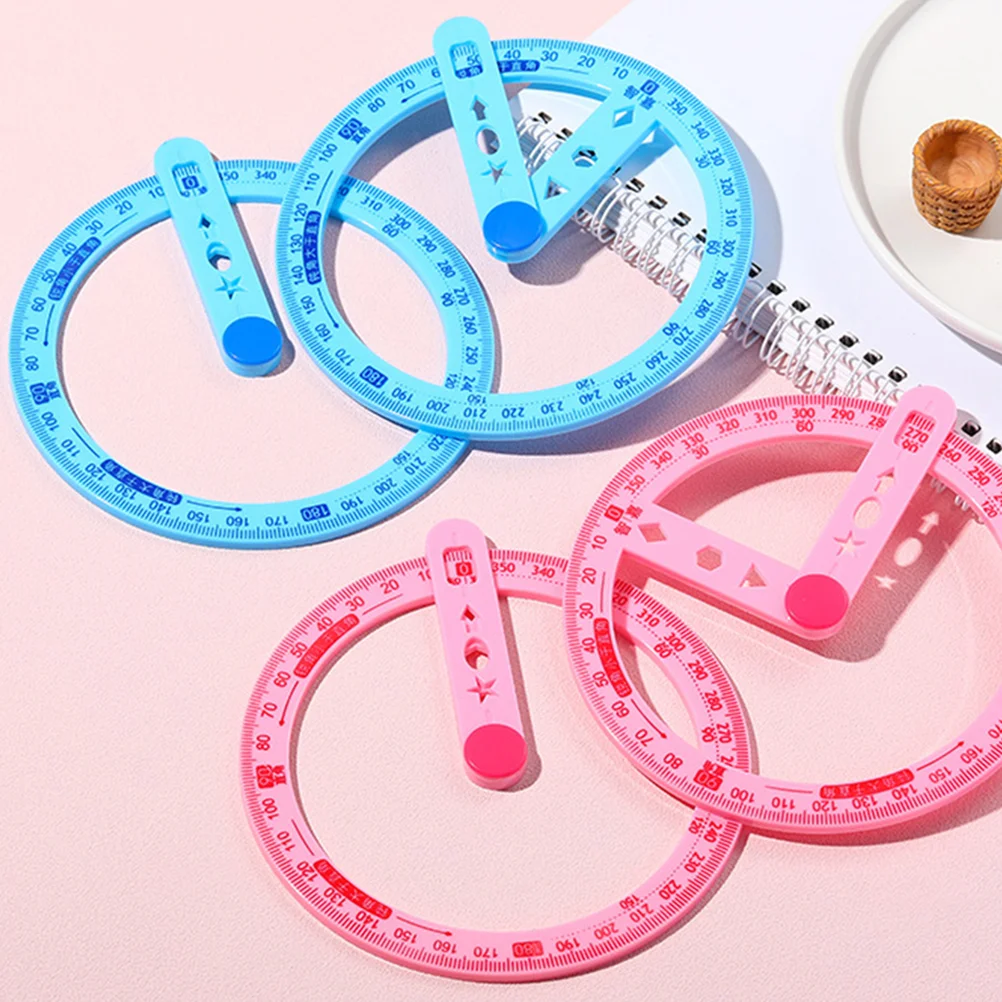 6 Pcs 360 Protractor Multi-function Creative Circle Demonstrator Plastic Ruler Drafting