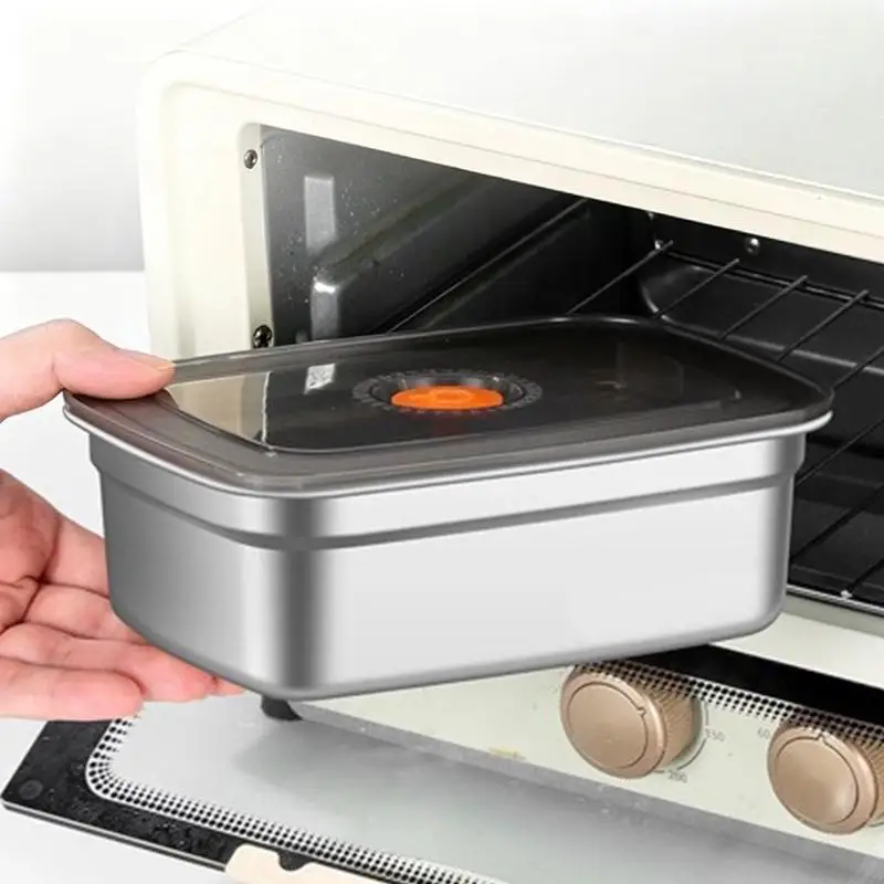 Stainless Steel Camping Lunch Box Sealed Leak-proof Bento Box Microwave Suitable Large Capacity Refrigerator Freezer Storage Box