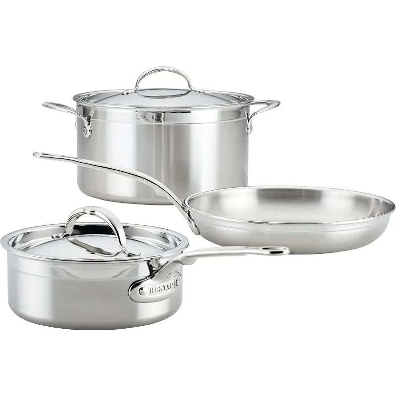 Professional Clad Stainless Steel 5-Piece Ultimate Cookware Set  Cooking Pot