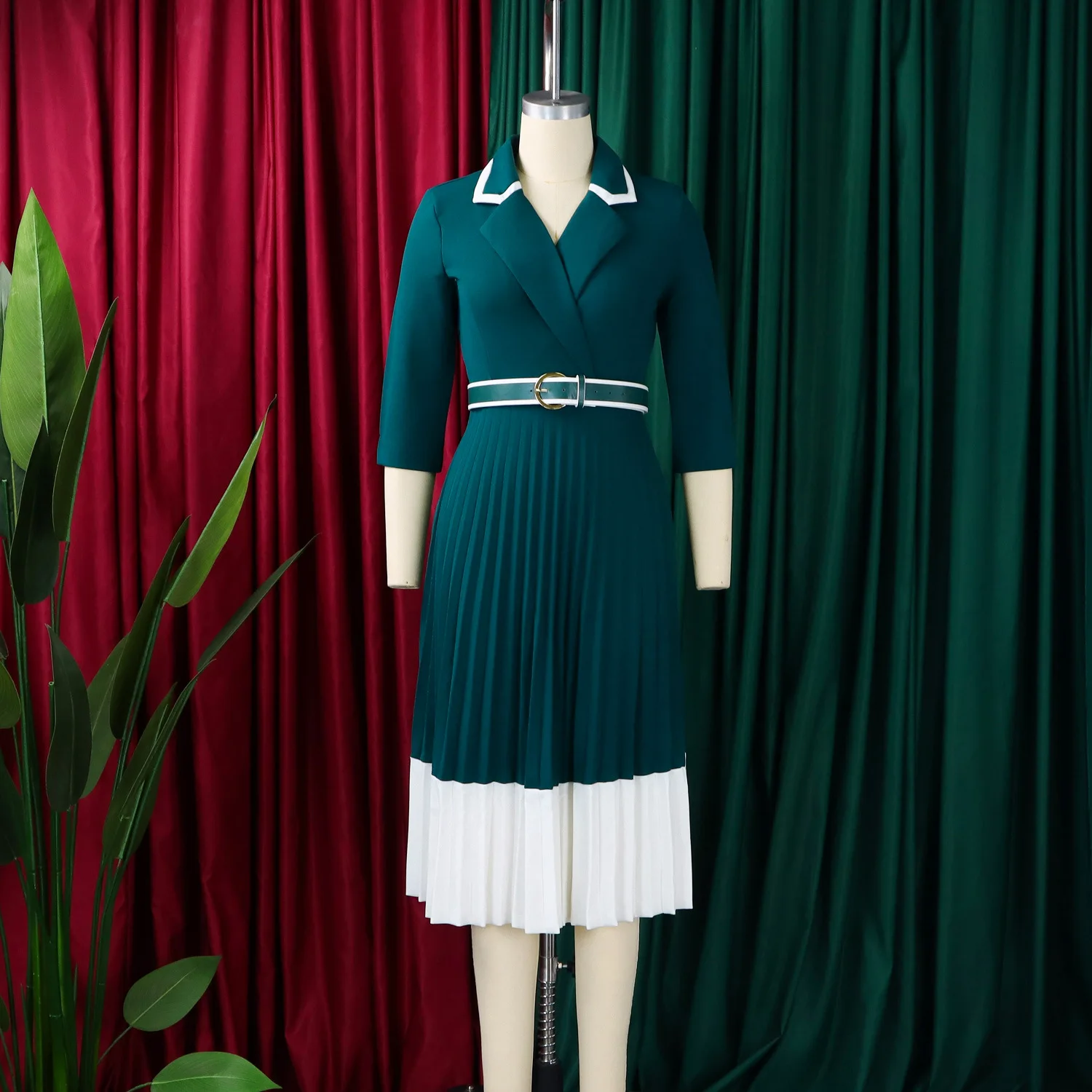 

Однотонное трикотажное платье-миди с длинным рукавом, плиссированное, А-силуэт, осенне-зимнее, женское, модное, D3352 2026