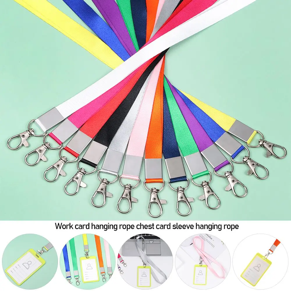 1Pcs Colorful Name Tag Fashion ID Card Holder Badge Holder Lanyard Hanging Rope Neck Strap Lanyards