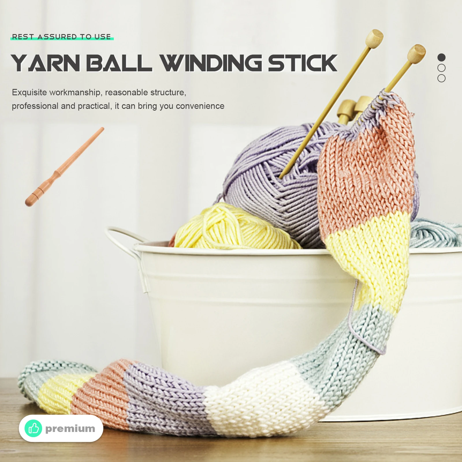 

Premium Wooden Ball Winder Sturdy Reusable Winding Tool Organizer Stick for Wool String Beech Craft Supply Holder Winding Holder