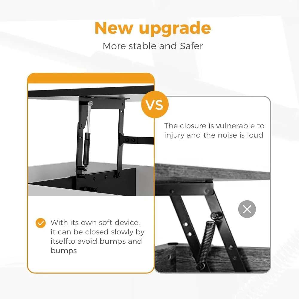 Lift Top Coffee Table, Easy-to-Assembly Center Table with Hidden Storage Compartment, Modern Dining Table
