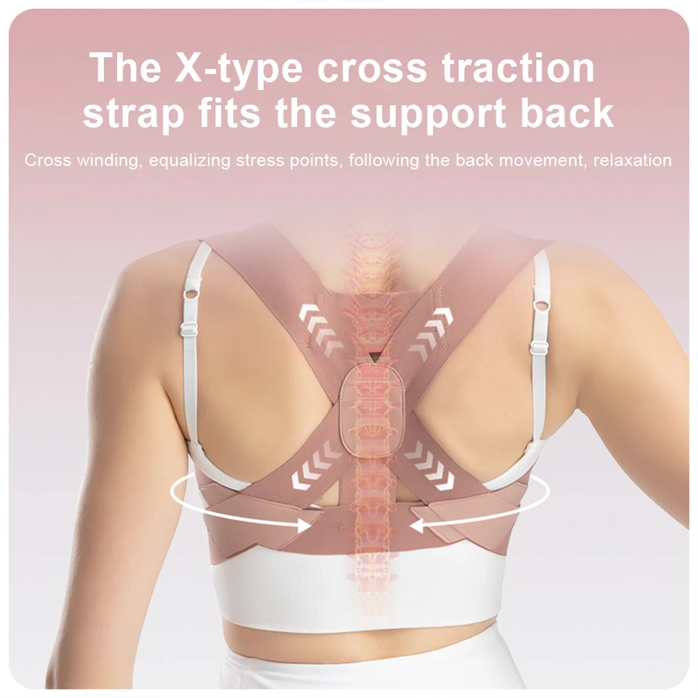 Corretor de postura traseira feminino ajustável cinta superior das costas invisível ombro postura cinta suporte para interior ao ar livre