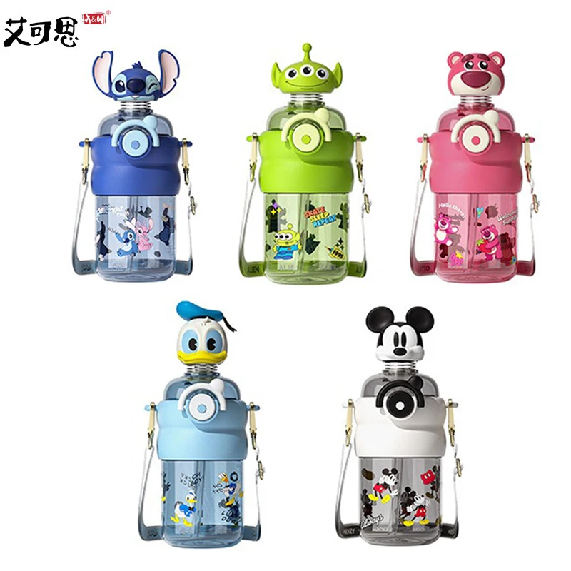 

Disney 600 мл кукла Shake Head, космическая чашка, портативная герметичная соломенная чашка с изображением Микки Стич, детская уличная дорожная чашка для воды, подарок
