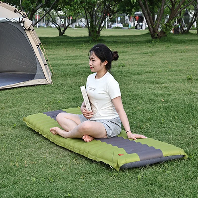 New Foot-pump Inflatable Mattress Portable Foldable Nap Air Bed Outdoor Camping Thickened Inflatable Pad Wear-resistant Mattress