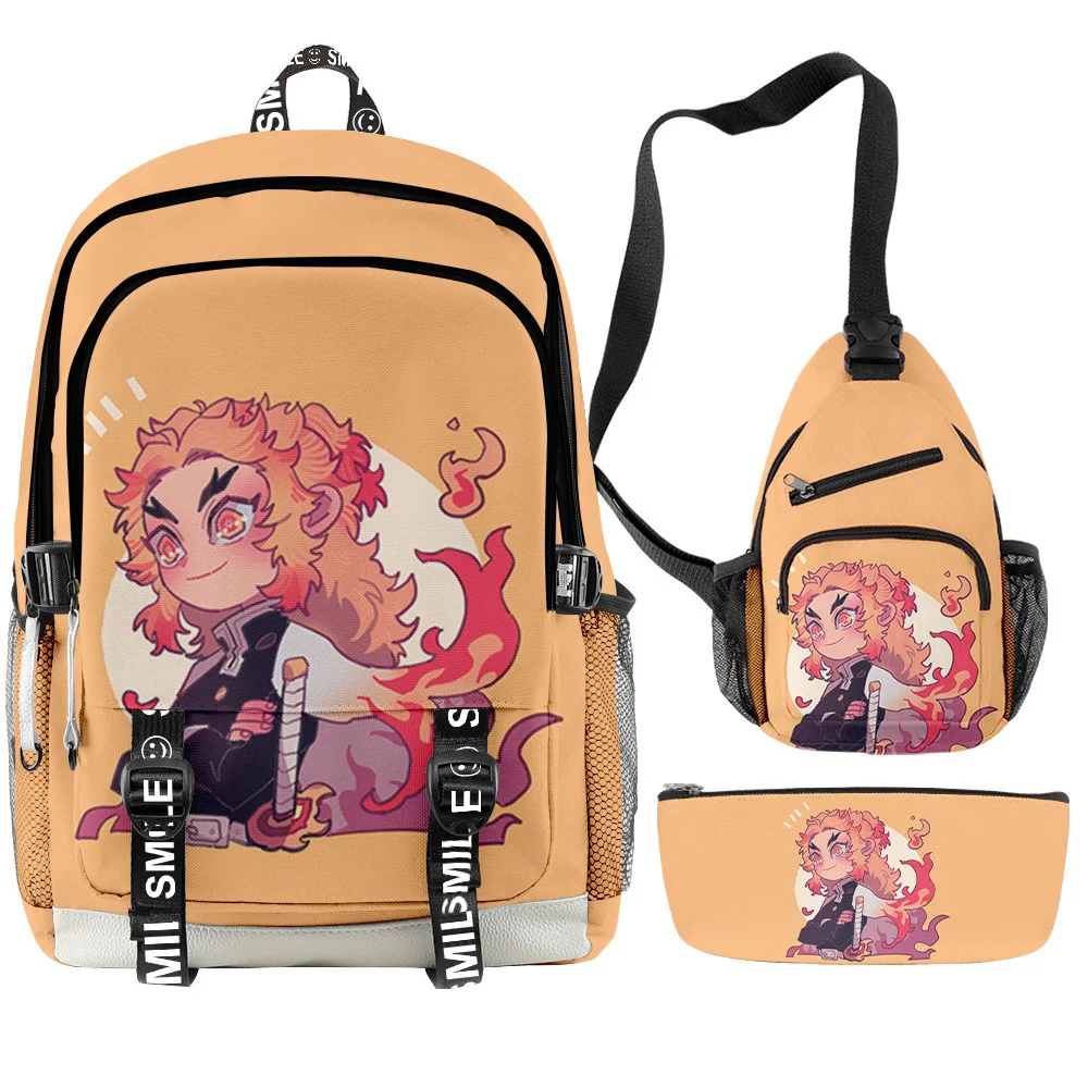 

Classic Fashion Kpop Kimetsu No Yaiba Tomioka Giyuu Mochila 3D Print 3pcs/Set multifunction Backpack Chest Bag Pencil Case