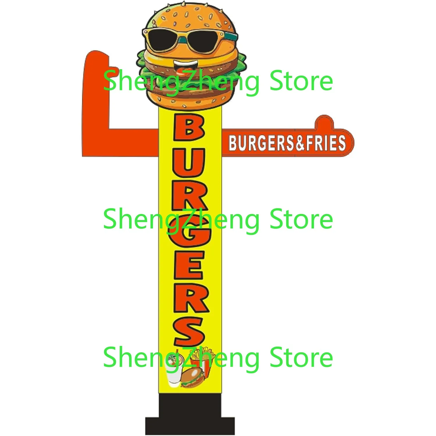 1 Uds. Burers y patatas fritas de 9 pies, marioneta ondeante inflable para publicidad al aire libre, hamburguesa de gran apertura (sin soplador)