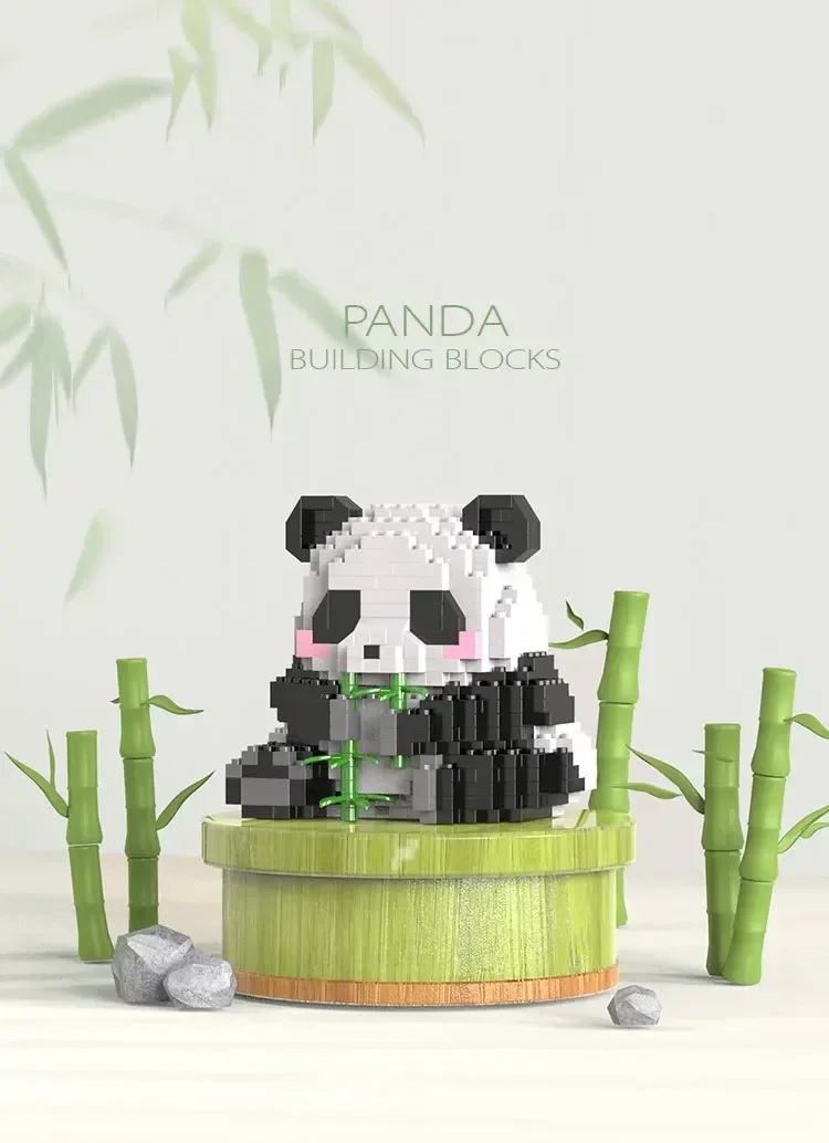 Mini Cute Creative Panda Micro Building Blocks 3D Diamond Model Animals Bricks DIY City Construction Toys for Children Kids Gift