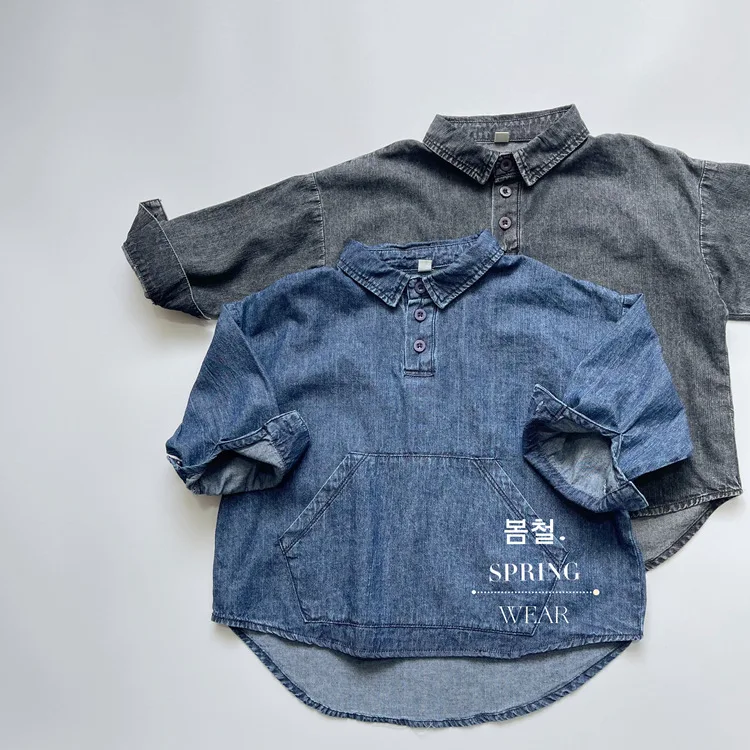 RAISE Frühling Herbst Koreanische Kinder Jungen Denim Hemd Pullover Solide Große Tasche Babys Jungen Hemd Westlichen stil Kleinkind Jungen tops – Detail 9