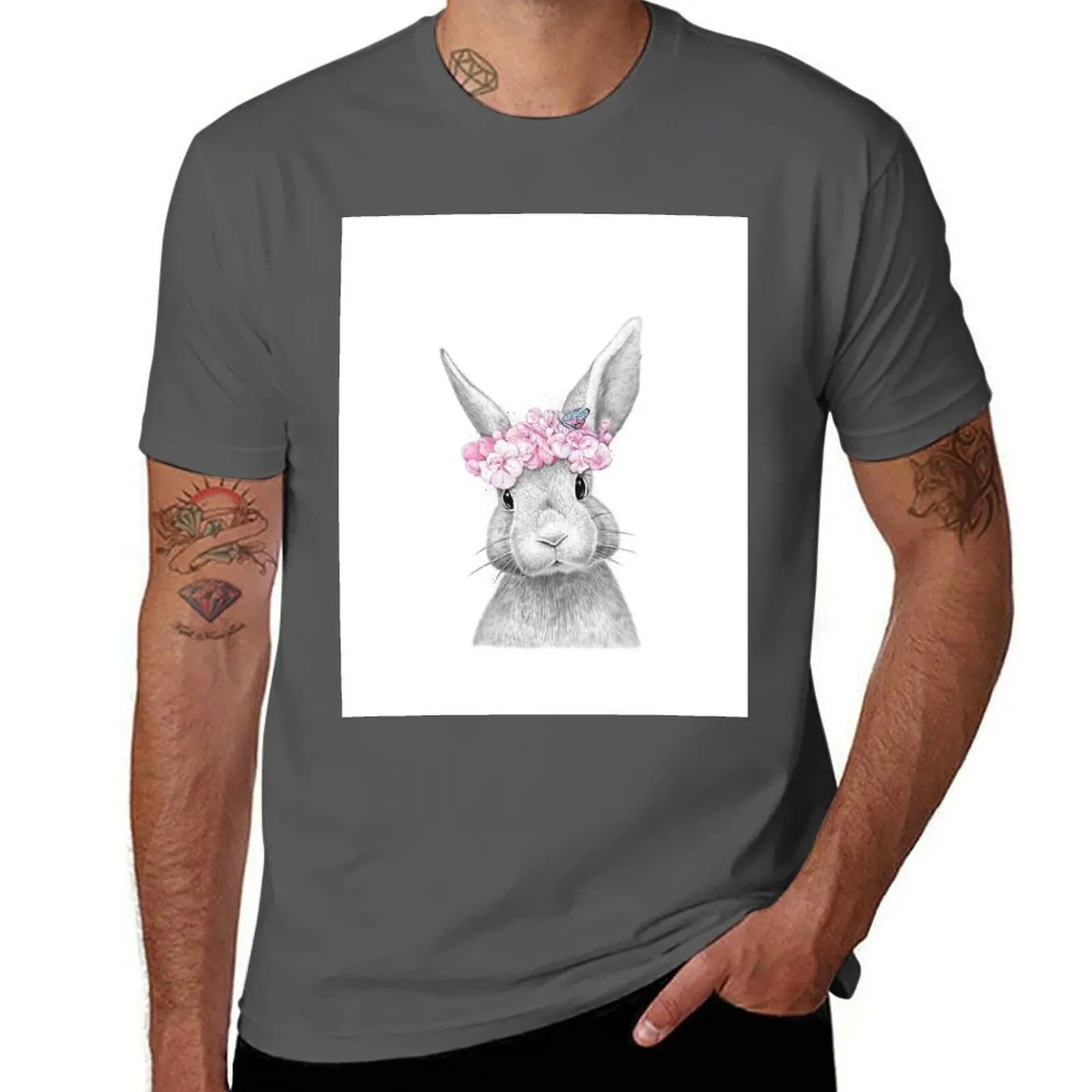 

Spring bunny T-Shirt t shirt man luxury black cotton t-shirt plain for man package t shirt for man 100 percent cotton T-Shirt