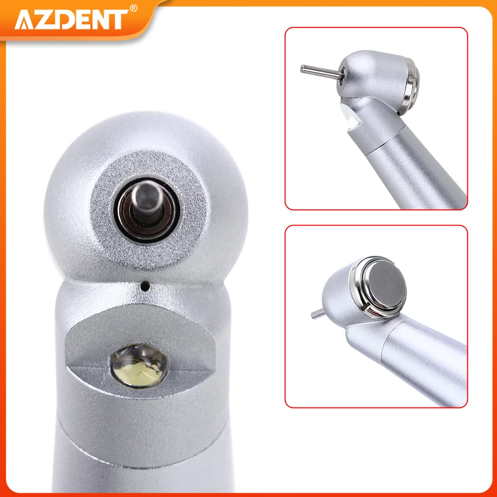 Dental 45 Degree LED High Speed Handpiece AZDENT E-generator Integrated Standard Head Push Button 2/4 Holes Single Water Spray