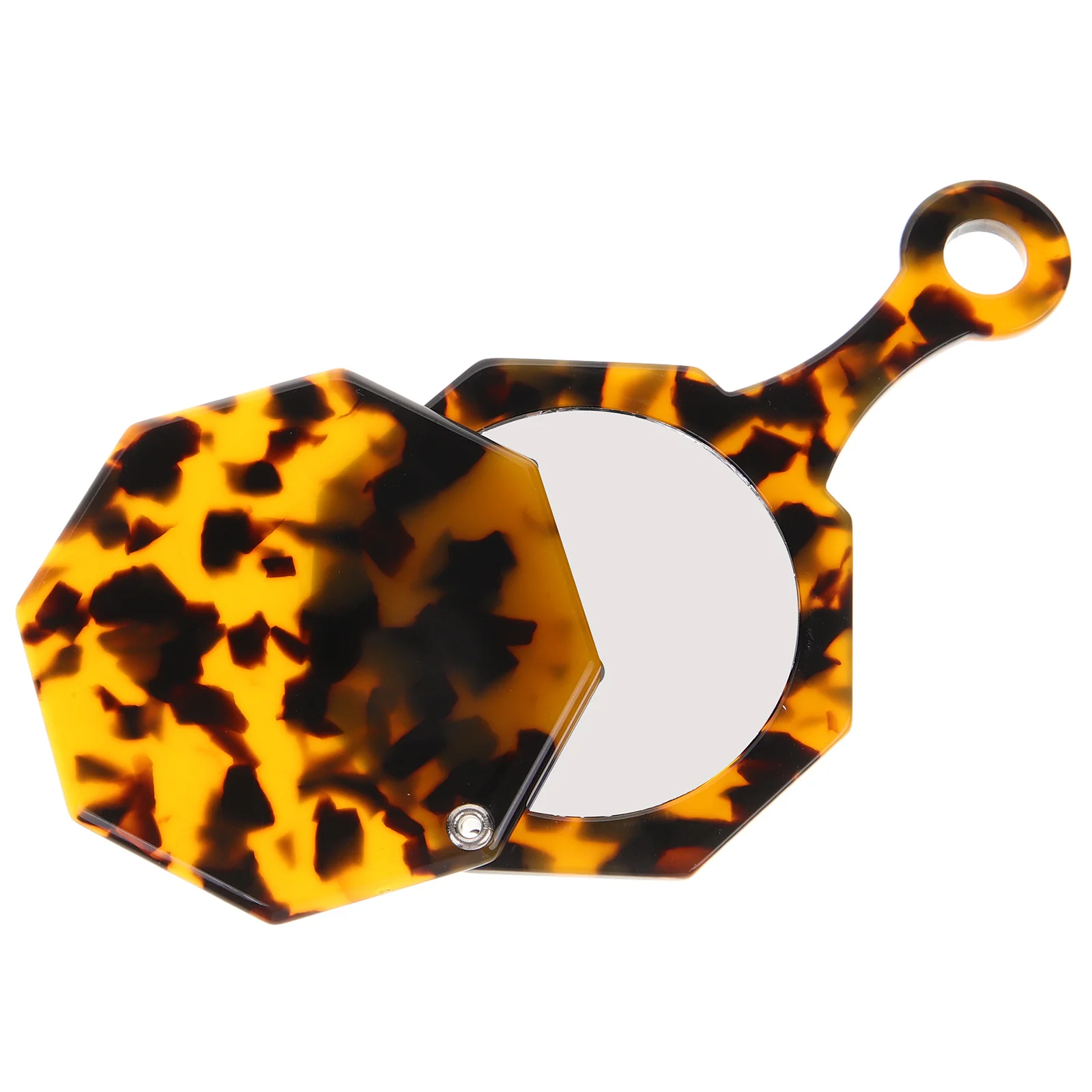 

Portable Handheld Makeup Mirror Vintage Acetate Build Lightweight Travel Friendly Compact Design Smooth Grip Retro Style Daily